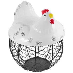  1PC Creative Iron Art Eggs Storage Basket Chicken Shape Egg Holder Household - Picture 1 of 12