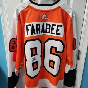 Trikot Joel Farabee Autogramm Philadelphia Flyers Orange Home Adidas Größe 54  - Bild 1 von 6