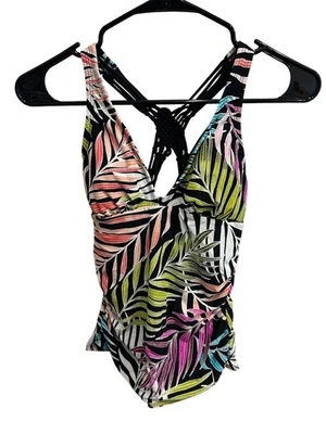 Apt. Camiseta Tankini 9 Estampado Tropical con Tirantes Multicolor Talla Pequeña Playa Traje de Baño Foto 1 de 4