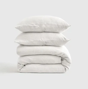Quince Organic Airy Gauze Dream Quilt Set White Queen Shams NWOT Open Box - Picture 1 of 7