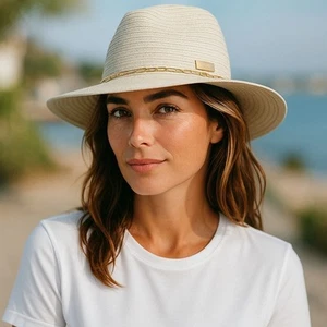 Vince Camuto Clásico Papel Embalable Wowven Sombrero de Panamá Cordón de Tirar Ajustable - Imagen 1 de 3