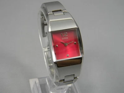 Guess Watch Women 19mm Silver Tone Red Rose Dial Clasp Band New Battery 5.5" - Image 1 of 4
