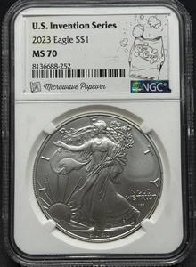 2023 American Silver Eagle NGC MS 70, US Invention Series (Microwave Popcorn) - Picture 1 of 4