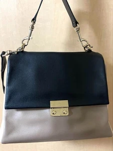 Carolina Herrera Shoulder Bag Bi-Color 2 Straps Genuine Leather Bag Japan Rare - Picture 1 of 10