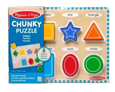 Melissa & Doug Shapes Wooden Chunky Puzzle 8 Pieces FSC Certified Sealed - Image 1 of 4