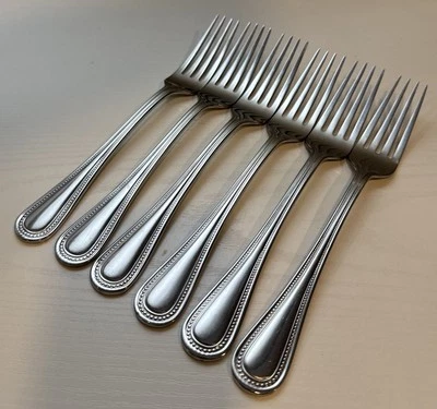 TOWLE Beaded Dinner Forks Emerson Stainless VIETNAM Flatware Bead 8” - Set Of 6 - Image 1 of 4