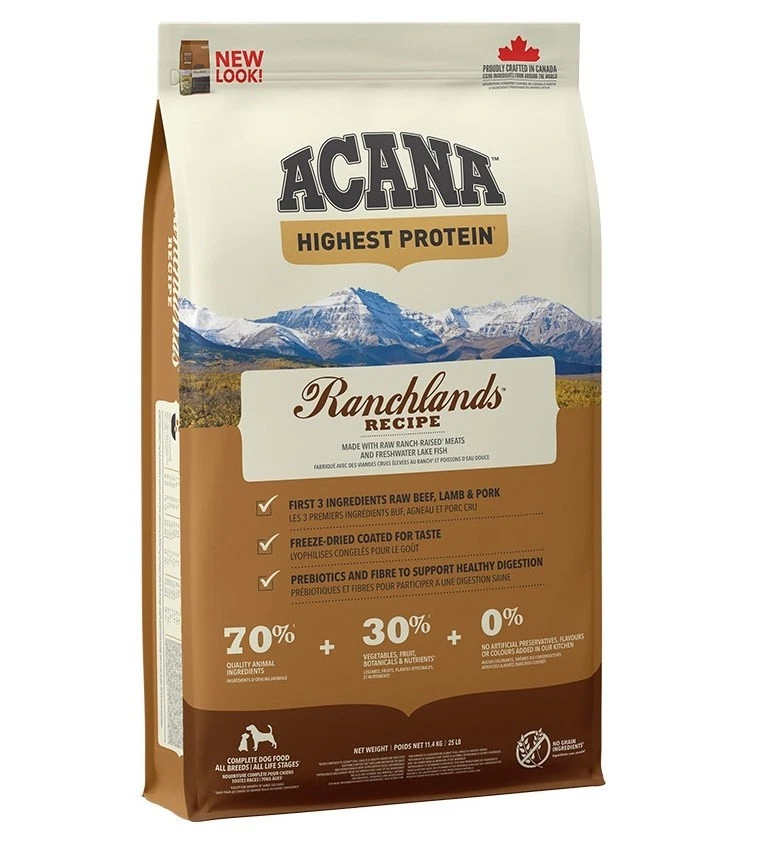 064992543112 ACANA Highest Protein Ranchlands - trockenfutter für Hunde - 11,4kg - Bild 1 von 1