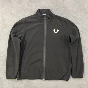 True Religion Black Logo Fleece Full-Zip Long Sleeve Jacket Men's Size X-Large - Picture 1 of 8