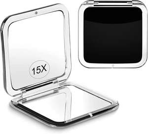 Compact 15X Magnifying Makeup Mirror for Travel, Small Pocket Mirror-Handheld, F - Picture 1 of 12