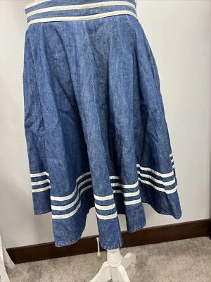 Maxi falda larga vintage de mezclilla azul de los años 70 con volantes inferiores para mujer hecha a mano Foto 1 de 4