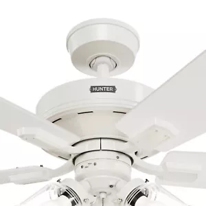 Hunter Fan 52 inch Traditional Fresh White Ceiling Fan with Light and Pull Chain - Picture 1 of 7