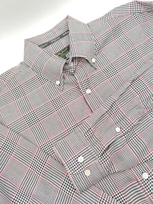 🇺🇲 Camisa Masculina Bobby Jones L 16,5x35 Botões Tecido Na Itália Vermelho Preto Xadrez - Imagem 1 de 4