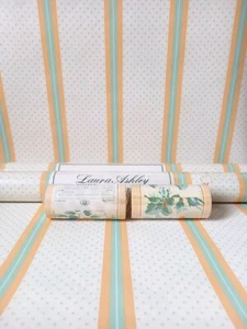 X3 80s Vintage LAURA ASHLEY Wallpaper Rolls cottagecore Floral Stripe 'Louise' - Picture 1 of 23