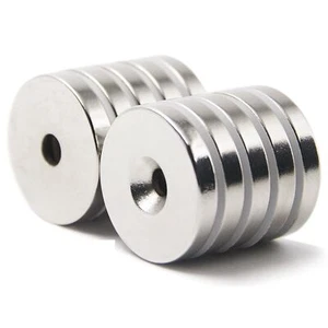 10-100pcs 1"x1/8 " Hole 5mm Strong Rare Earth Neodymium Countersunk Magnets 25x3 - Picture 1 of 4