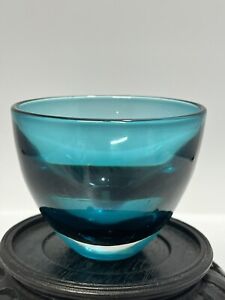 Kosta Glass, Vicke Linstrand, Aqua Blue Sommerso Art Glass, LH 1836, 2.5"