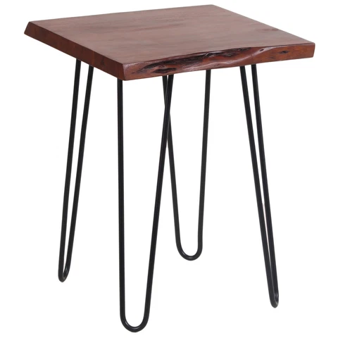 AmeriHome AWLEHPET Acacia Live Edge End Table with Hair Pin Legs Cover