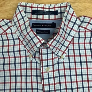 Camisa Tommy Hilfiger Manga Larga a Cuadros Botón Abajo Lg - "Tela de 2 Capas Años 80" - Imagen 1 de 7
