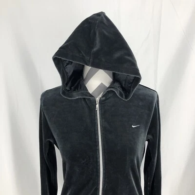Sudadera con Capucha Nike Vintage Y2K Cremallera Completa Gris Terciopelo Cremallera Muñecas Mediana 8-10 Foto 1 de 4