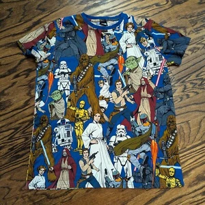 Star Wars All Over SHIRT (Medium) Han Solo Obi Wan Luke Darth Vader Boba Fett - Picture 1 of 14