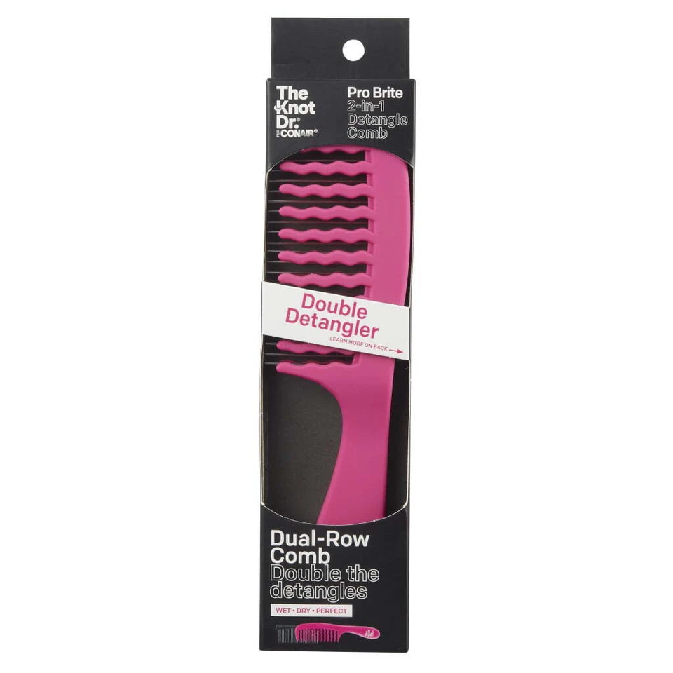 The Knot Dr. For Conair Pro Brite 2-in-1 Detangle Dual-Row Comb, Pink, 1-Piece - Image 1 of 4