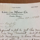 Vtg Camden Motor Co Letter 1930 Crosley Radios Frisk Tires Tweedell Kesophl