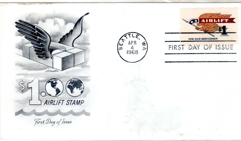 Sc# 1341 1$ Airlift Seattle Wash. Apr 4 1968 Artmaster - Image 1 of 1