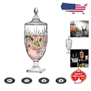 Lead Free Crystal Iced Beverage Dispenser - Ideal for Entertaining (1 Gallon) - Picture 1 of 7