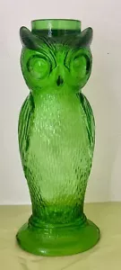Vintage MCM Owl Candle Holder Green Glass Italy 11" Holds Up To 2” Candle - Picture 1 of 7