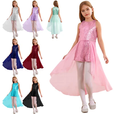 UK Girls Chiffon Sleeveless Sequined Birthday Prom Party Pageant Jumpsuit Romper - Image 1 of 4
