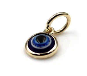 Genuine 9ct Yellow Gold Greek Mati Nazar Lucky Evil Eye Charm or Pendant - Picture 1 of 11