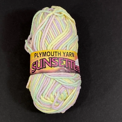 Plymouth Yarn SUNSETTE Skein 50g 88 yd Color #222 Pastel Pink Green Lilac Yellow - Image 1 of 4