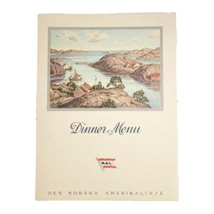 1962 Norwegian America Line NAL Ocean Liner Ship Dinner Menu MS Bergensfjord VTG - Picture 1 of 3