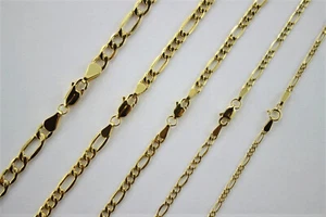 Collar de cadena de eslabón Figaro oro amarillo 10k 2mm-5.5mm 7""-30"" hueco - Imagen 1 de 13