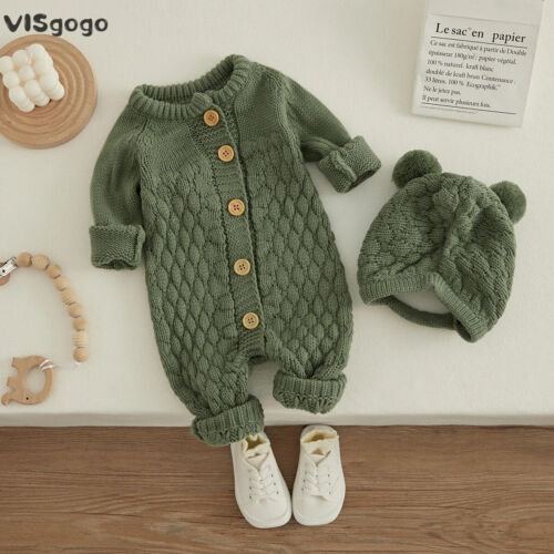 VISgogo Baby 2PCS Winter Jumpsuit Outfits Infant Boys Girls Clothes Long