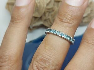 Silver Ring Sterling 925 Wedding For Womens With Blue Topaz Stones Original Ring