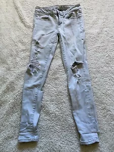 Pantalones de mezclilla cortos de mujer American Eagle Jegging talla 2 azul rasgados (B3) - Imagen 1 de 10