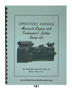 Monarch Engine & Toolmakers  Lathe Series 60 Operators Manual  *161 - Picture 1 of 7