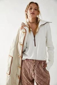 Free People Fast Lane 1/2 Reißverschluss Top - Größe XS - weiß - UVP £78 BRANDNEU MIT ETIKETT - Bild 1 von 12