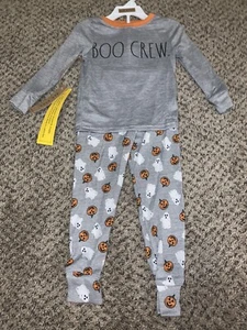 Rae Dunn Halloween BOO CREW Unisex Pajamas Pjs Pumpkins Ghosts Size 4 NWT - Picture 1 of 6