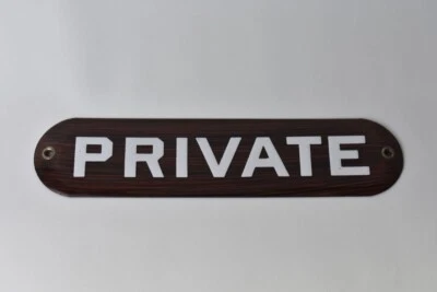 NOS Porcelain PRIVATE  Sign White Letters Enamel Door Antique Rare Advertising - Image 1 of 4