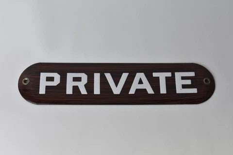 NOS Porcelain PRIVATE  Sign White Letters Enamel Door Antique Rare Advertising Cover