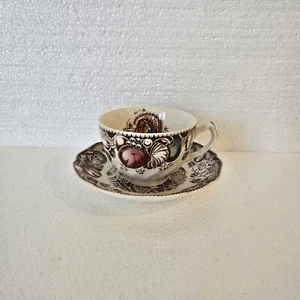 Vintage Johnson Brothers HIS MAJESTY Turkey THANKSGIVING Cup /Sauser Set England - Picture 1 of 9