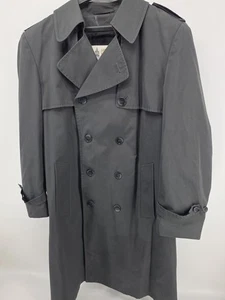 Vtg London Fog Mens Trench Coat  40R  Thinsulate Liner Dark Grey Double Breasted - Afbeelding 1 van 17