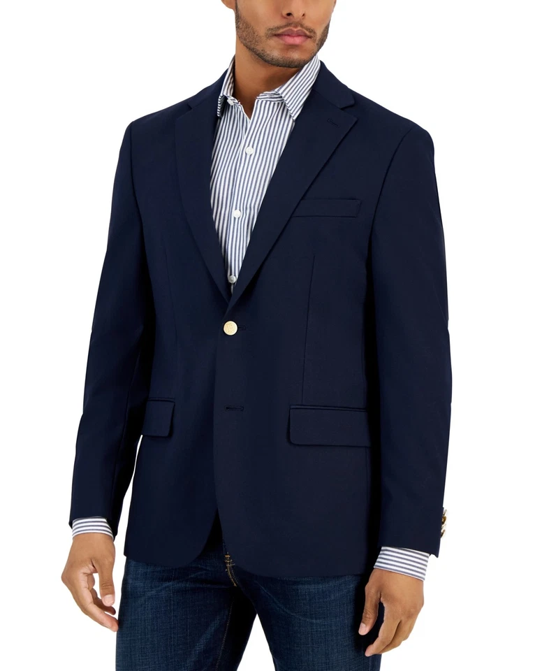 Abrigo Blazer Deportivo Tommy Hilfiger Para Hombre Calce Moderno 42 S Azul Marino Sólido Foto 1 de 1