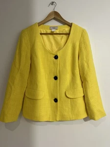 Ladies Jacket Size Eur 40 Aust 14 heine Yellow Cotton Preppy Old Money Office - Picture 1 of 11