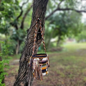 Kolumbianische 🇨🇴 Handarbeit große Wayuu Stamm VIELE FARBEN Mochila Bucket Boho Tasche - Bild 1 von 9