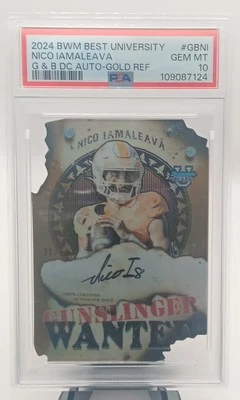 2024 PSA 10 Bowman U  Nico Iamaleava  Auto /50 Gunslinger Gold Refractor POP 1 - Image 1 of 2