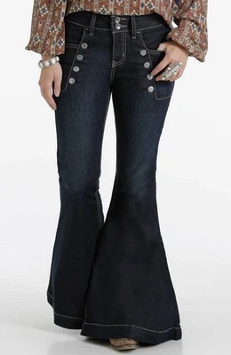 Pantalones de mezclilla Cruel Hannah retro Far Out acampanados campana parte inferior para mujer 28/5 Foto 1 de 4