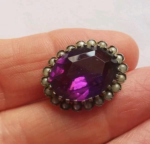 Victorian Purple Paste And Seed Pearl Costume Brooch. R99 - Picture 1 of 2