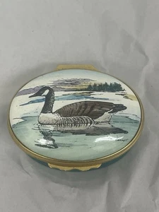 Halcyon Days Male Atlantic Canada Goose Branta Canadensis Bird Mini Enamel Box - Picture 1 of 6